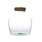 Jarrón de cristal W-492A+corcho de corteza H:25cm P:24cm