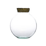 Glass ball vase W-487+ bark cork H:18cm D:17cm