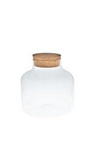 Glass jase W-395A+cork H:21,5cm B:21,5cm