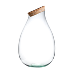 Jarrón de cristal W-598A inclinado + corcho de corteza H:37cm D:25cm