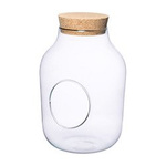 Glass jar vase W-456+side hole+cork H:27cm D:19cm