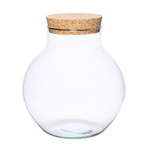 Glass ball vase W-503I + cork H:19,5cm D:19cm