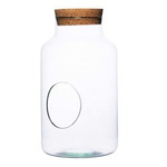 Glass jar vase W-395H3+side hole+cork H:30cm D:17cm