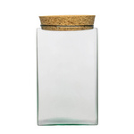 Square glass vase with cork KW-3A H:18,5 cm cm D:11,5 cm