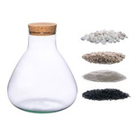 Jarrón de cristal W-378+corcho+conjunto de sustrato H:24cm P:23cm