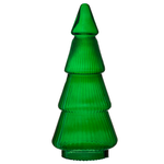 Glass christmas tree ribbed green W-781A  H:35cm D:16cm