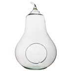 Glass vase pear+side hole H:35cm